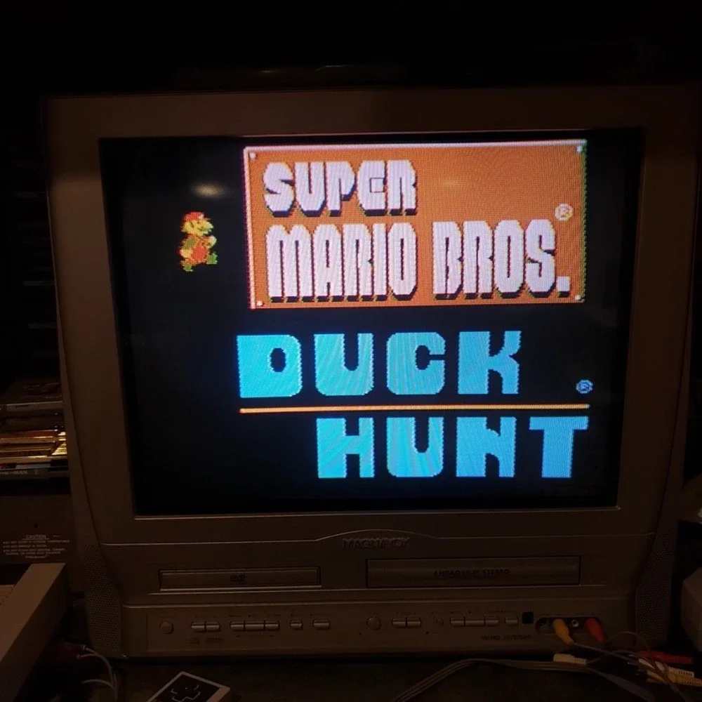 Nintendo NES Games Bundle Super Mario Bros Duck Hunt Operation Wolf Gray Retro